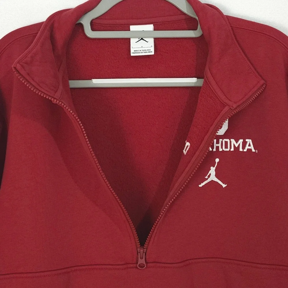 Jordan Oklahoma Sooners Quarter Zip Pullover Mens Large Crimson Red OJJW-69W